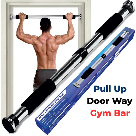 Adjustable Doorway Pull Up Bar – Heavy Duty Chin Up Rod for Home Gym Training | No-Drill Door Bar with Anti-Slip Grip Pads for Adults & Kids Fitness